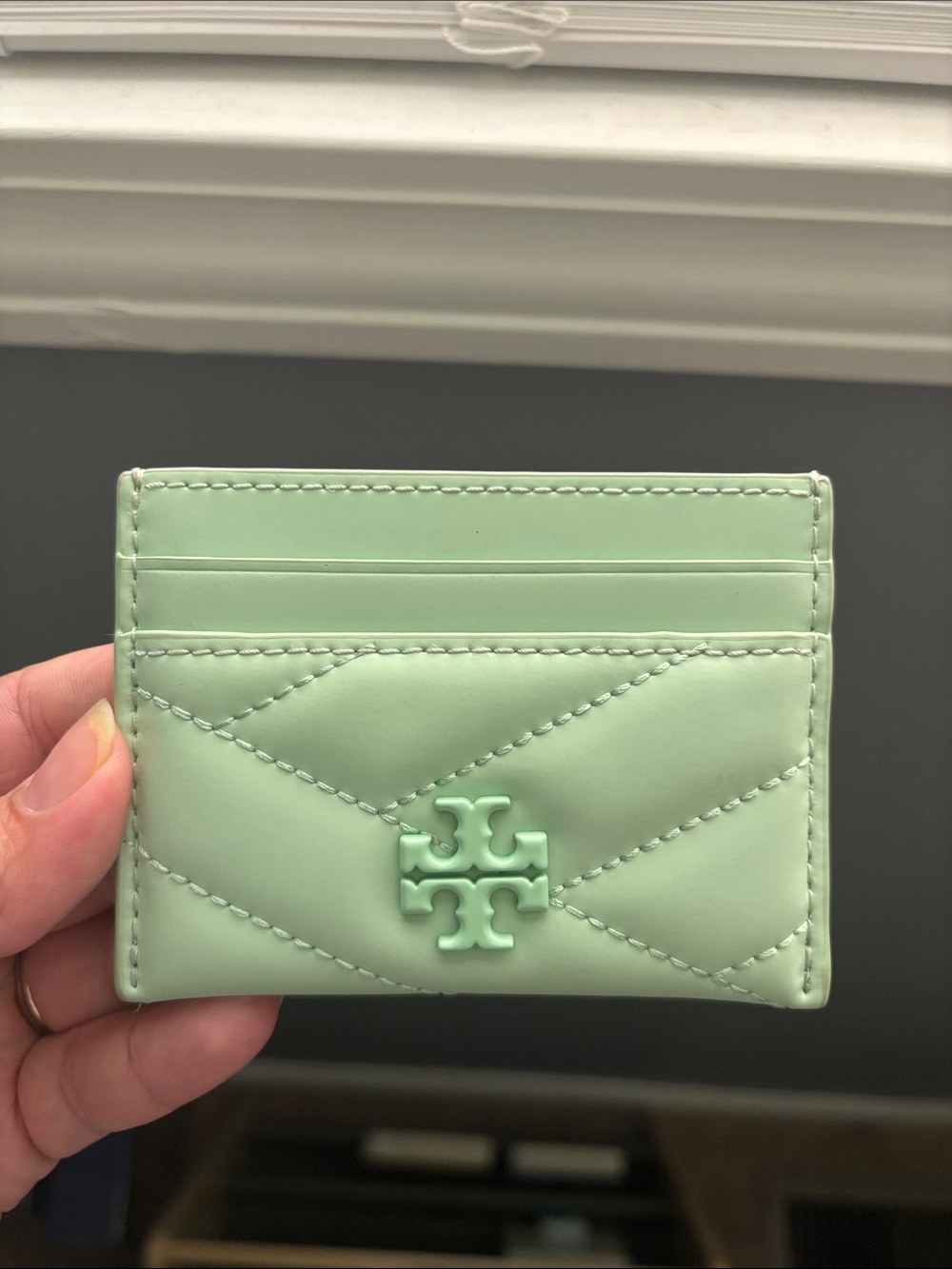 Tory Burch Pastel Mint Chevron Card Holder